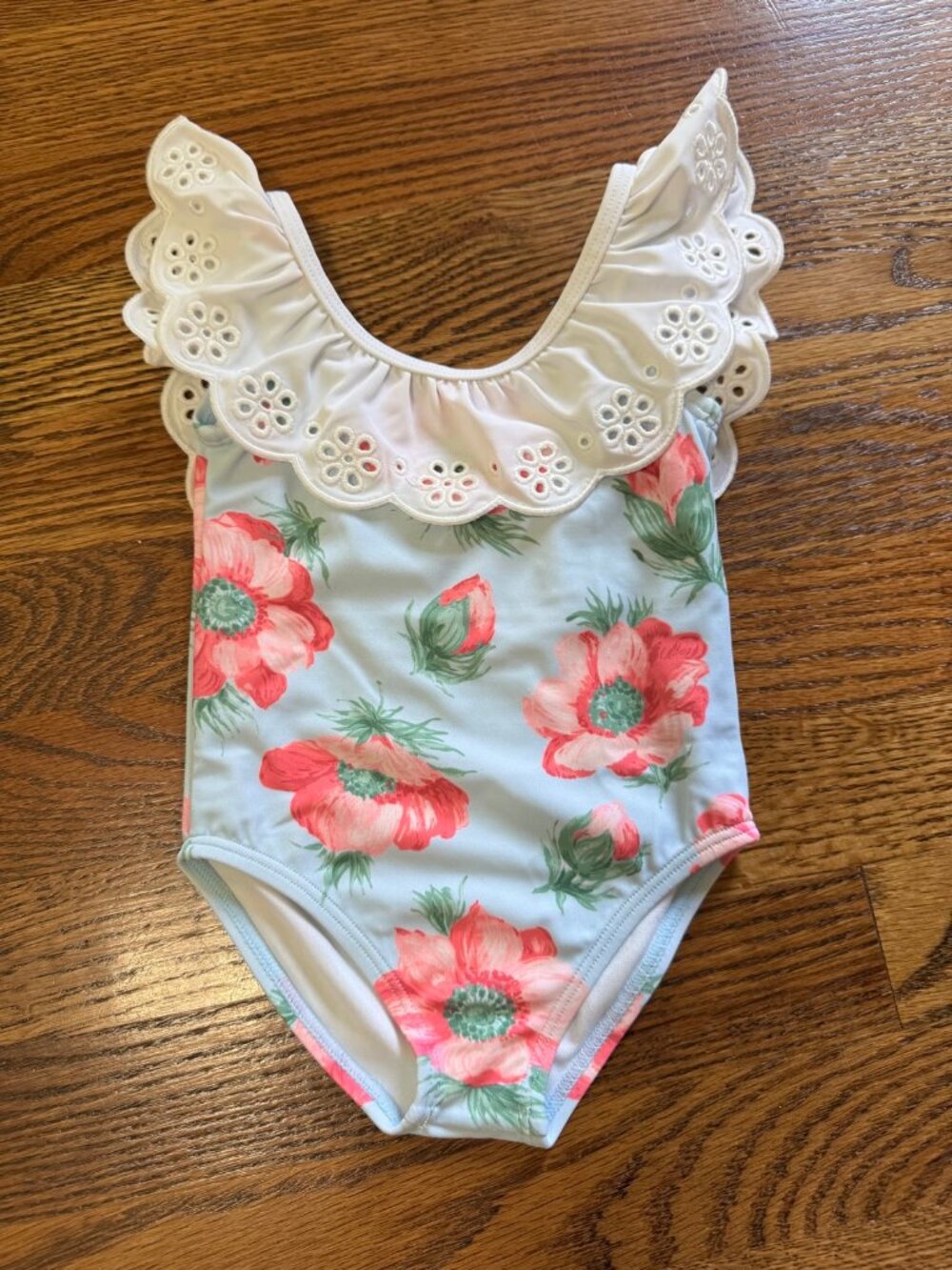 Janie and Jack Floral Eyelet Ruffle One-Piece Swimsuit | 6-12M